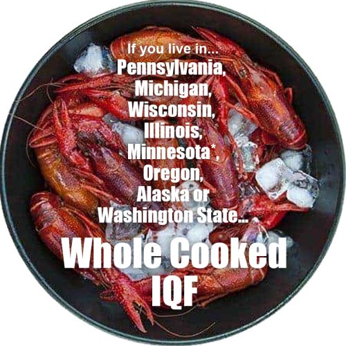 Whole Cooked Crawfish-IQF (for states that banned live crawfish)